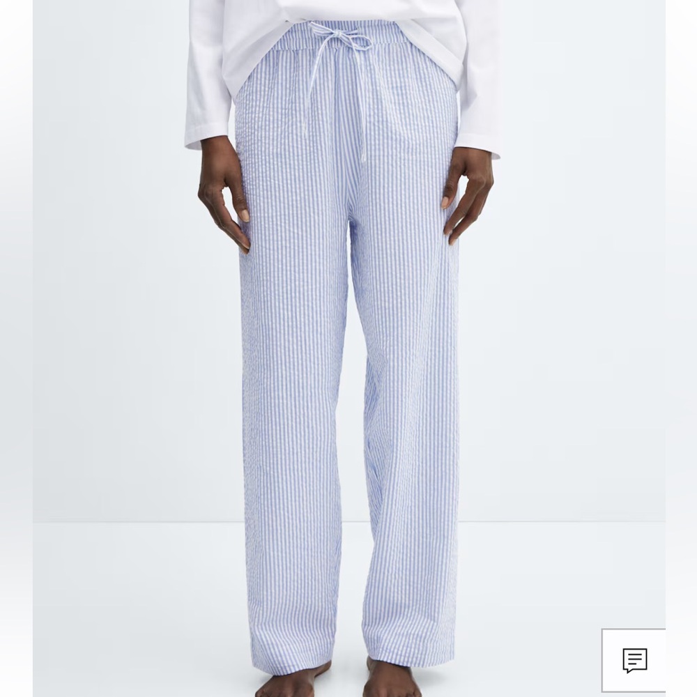 MANGO Blue and White Striped Pajama Pants Size Small